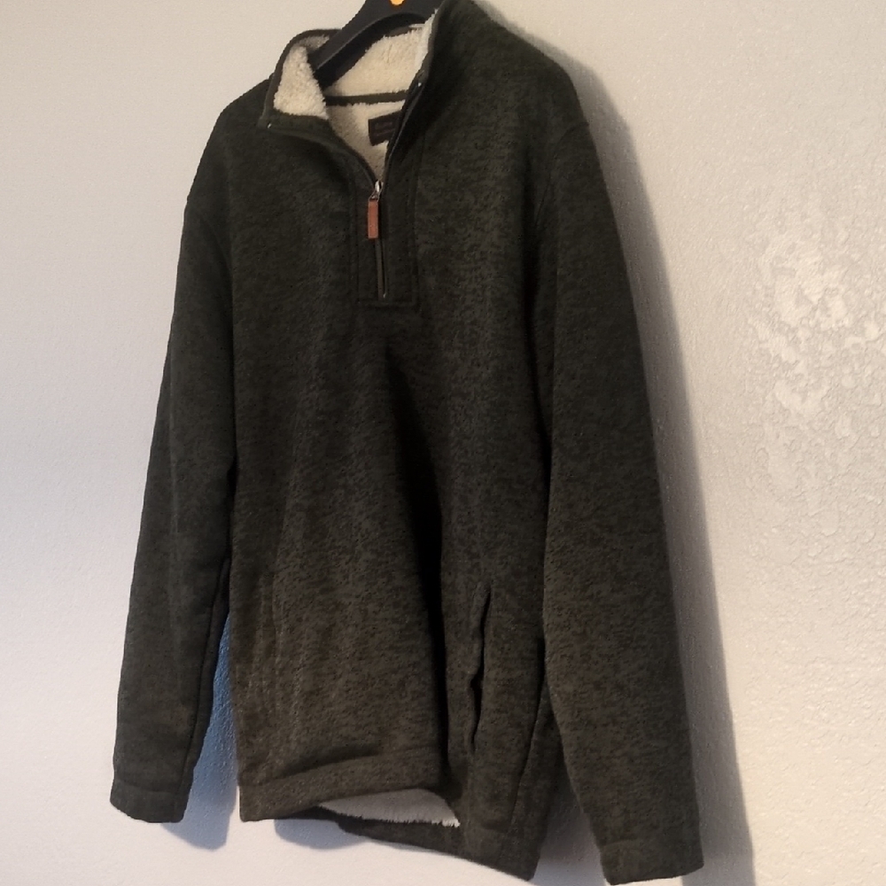 Men's Olive Green Quarter-Zip Sweater